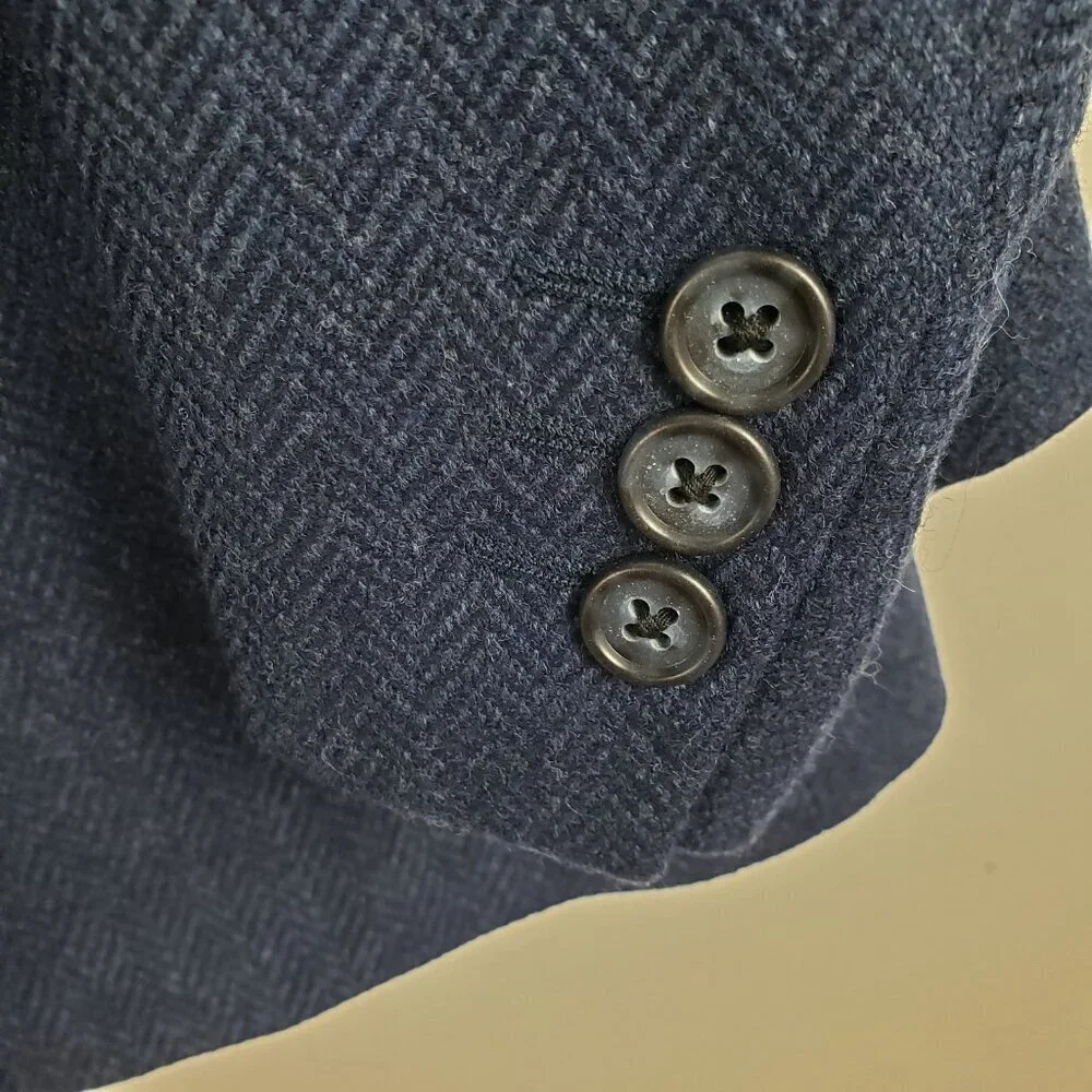 Corneliani Blue Herringbone Wool & Cashmere Blazer Jacket BMW Mens 54/US 44